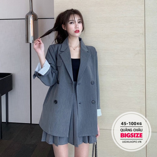 Set Bộ đồ nữ Bigsize Áo khoác vest form rộng tay dài Kết Hợp Chân váy tennis xếp ly cạp cao Phong cách Hàn Quốc quảng châu cao cấp | BigBuy360 - bigbuy360.vn