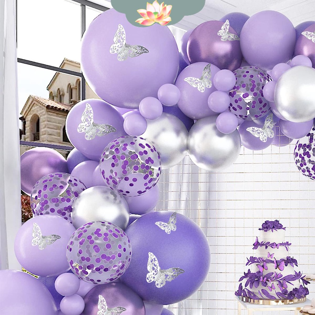 Set 109 Bong Bóng Hình Bướm Màu Tím Có Thể Tái Sử Dụng Dùng Trang Trí Tiệc Sinh Nhật Tkc3356