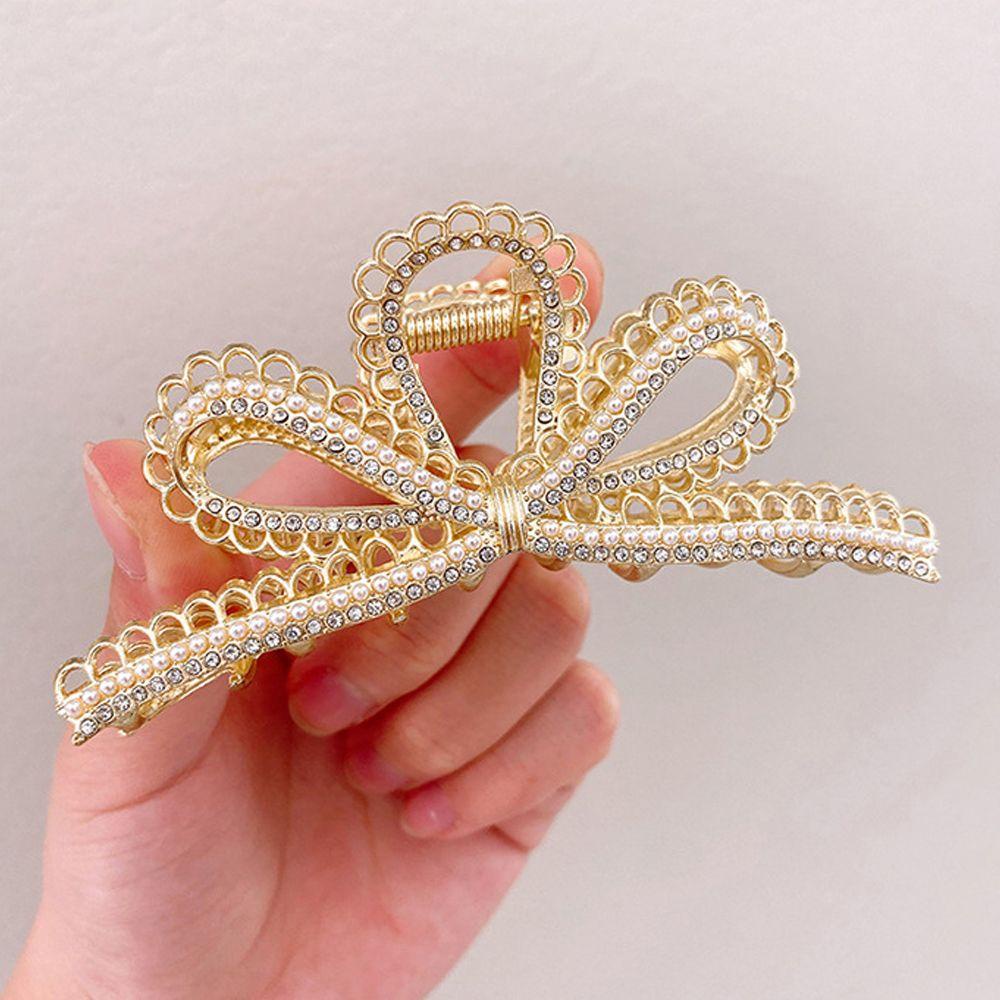 Kẹp Tóc Đính Nơ Màu Ngà Phong Cách Vintage Thanh Lịch Dành Cho Nữ Giá Đỡ