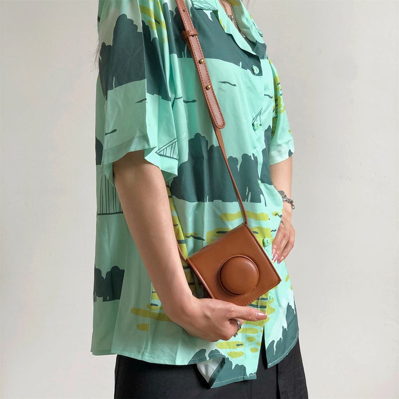 Túi đeo chéo IELGY màu trơn phong cách retro thời trang cho nữ