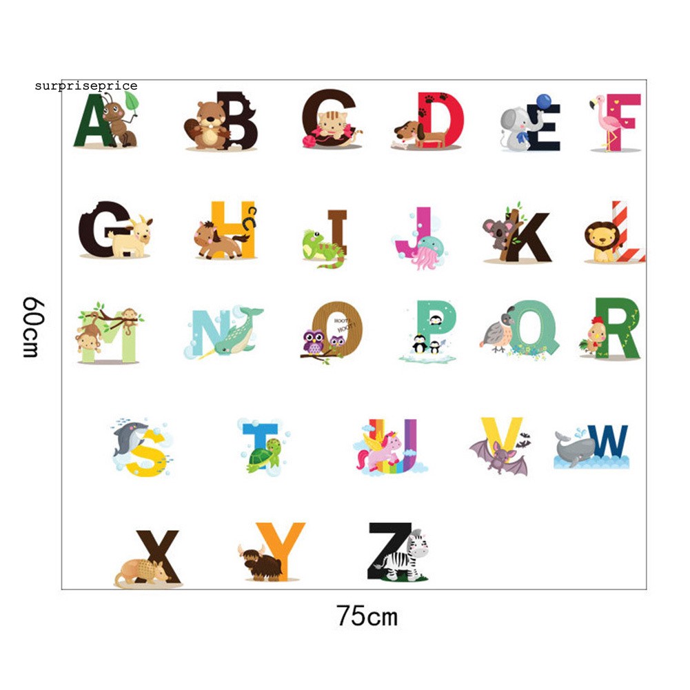 Set 3 Miếng Dán Tường Trang Trí Hình 26 Chữ Cái Tiếng Anh Xinh Xắn