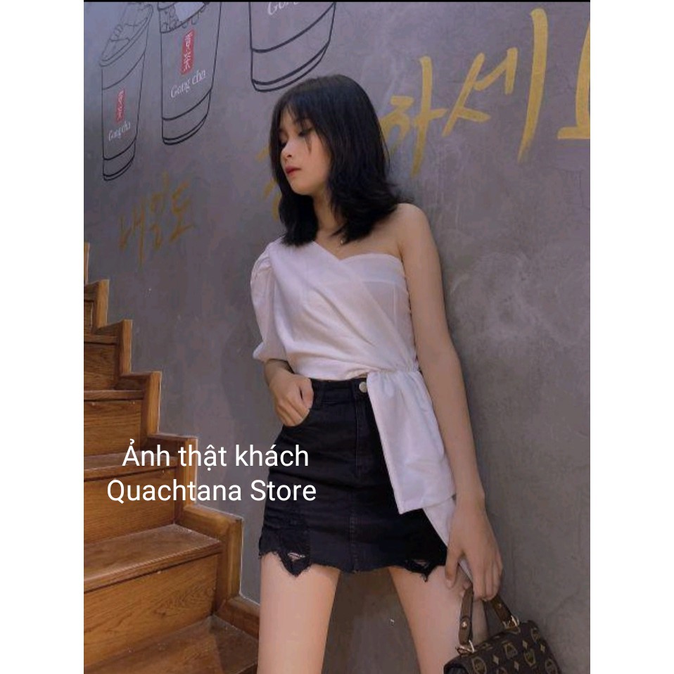 [Mã WASTUP giảm 10% tối đa 30K đơn 99K] Áo crop lệch vai có tay (có ảnh thật) | BigBuy360 - bigbuy360.vn