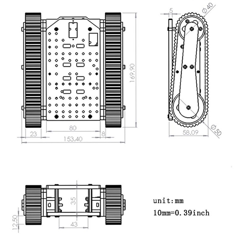 Bộ khung gầm xe tăng robot trong suốt dùng cho xe tăng Arduino