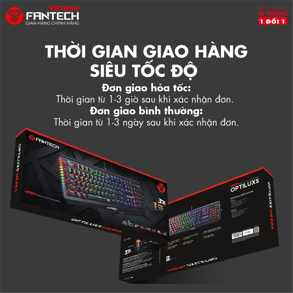 Bàn Phím Cơ Gaming Full-sized Có Dây Fantech MK884 OPTILUX Outemu Optical Switch LED RGB