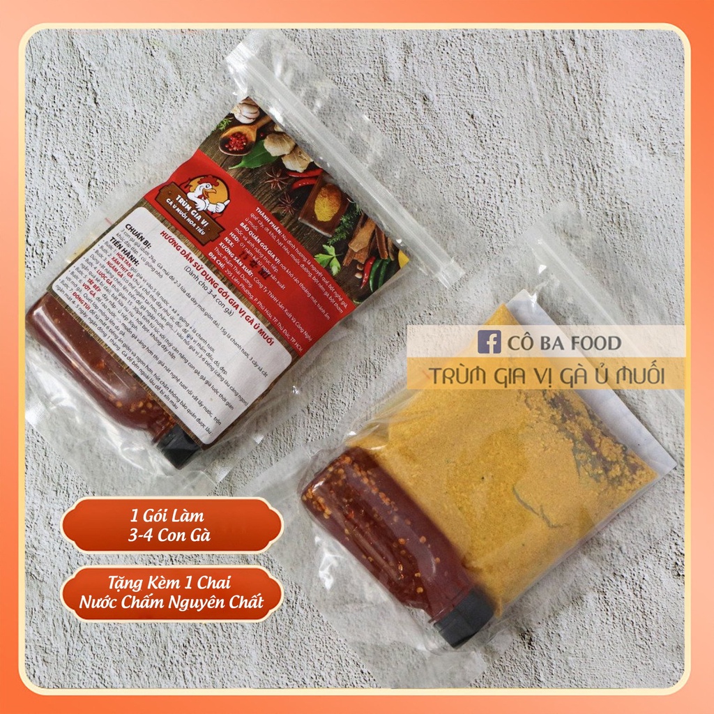 Combo 4 set gia vị làm gà ủ muối hoa tiêu tặng 4 chai sốt thần thánh 100ml 1 set làm được 3 4 con gà