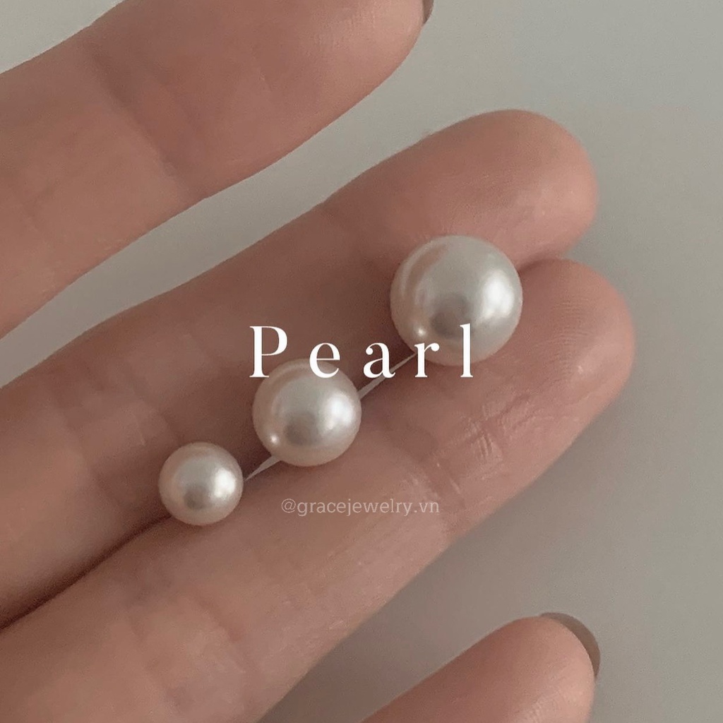 Khuyên tai trai nhân tạo chốt khuyên bạc Pearl Grace Jewelry (Đôi)