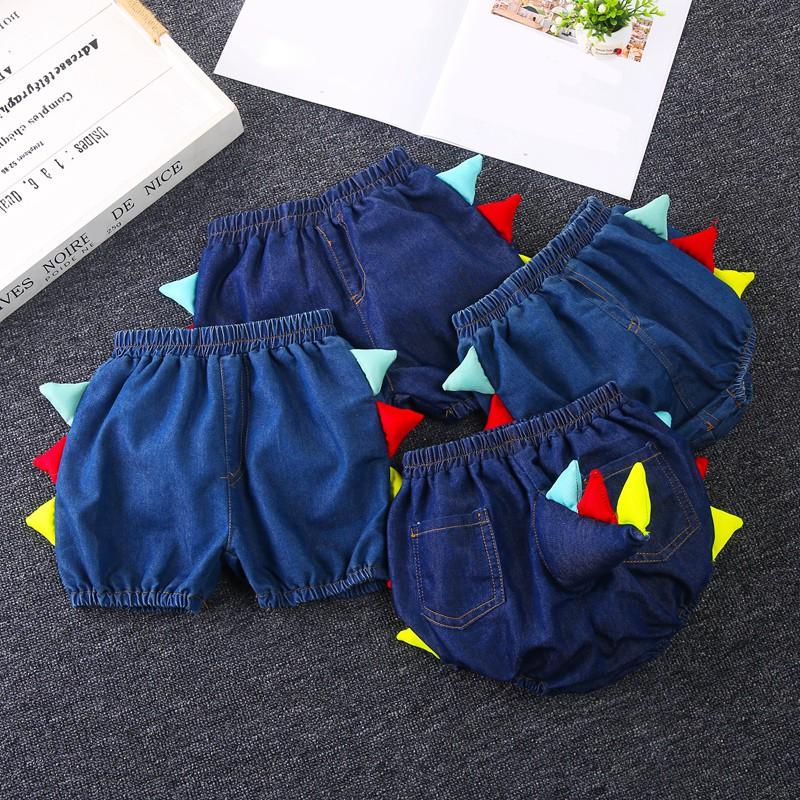 Quần short denim có đuôi khủng long cho bé trai từ 0-3 tuổi