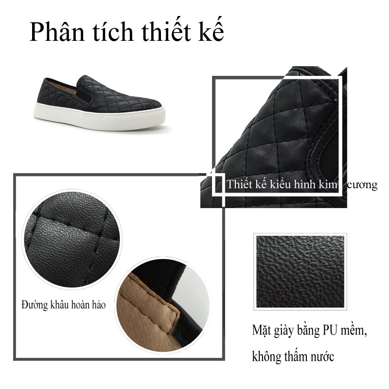 Giày lười giày thường nữ đế bằng dày mũi tròn dây thun miệng sâu phong cách Âu Mỹ cổ điển | BigBuy360 - bigbuy360.vn