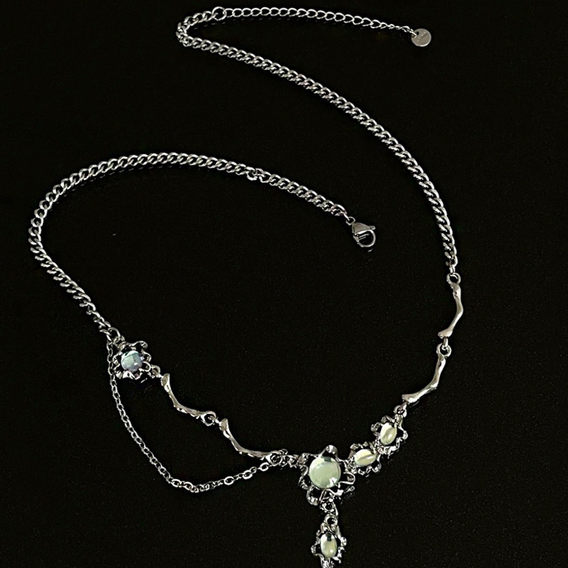 Vòng cổ Mặt Đá Mặt Trăng Hình Giọt Nước Phong Cách Harajuku Hiphop