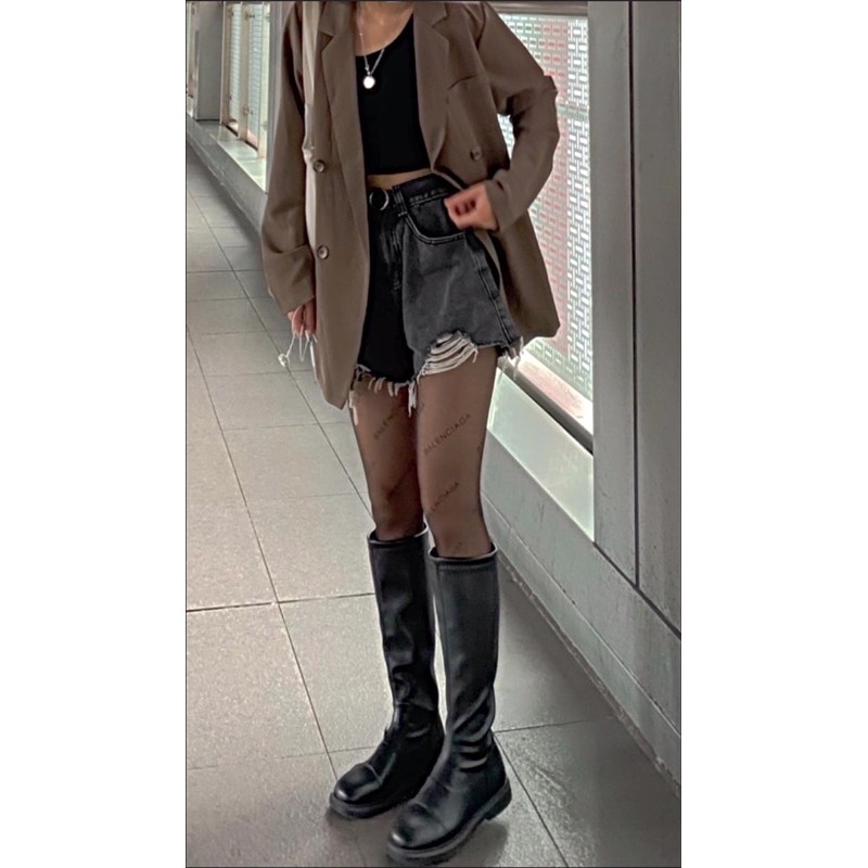 [SẴN 36 38 40] Bốt đùi da trơn cao cổ nữ trơn đế 2cm da PU mềm - 5 ảnh thật cuối | BigBuy360 - bigbuy360.vn