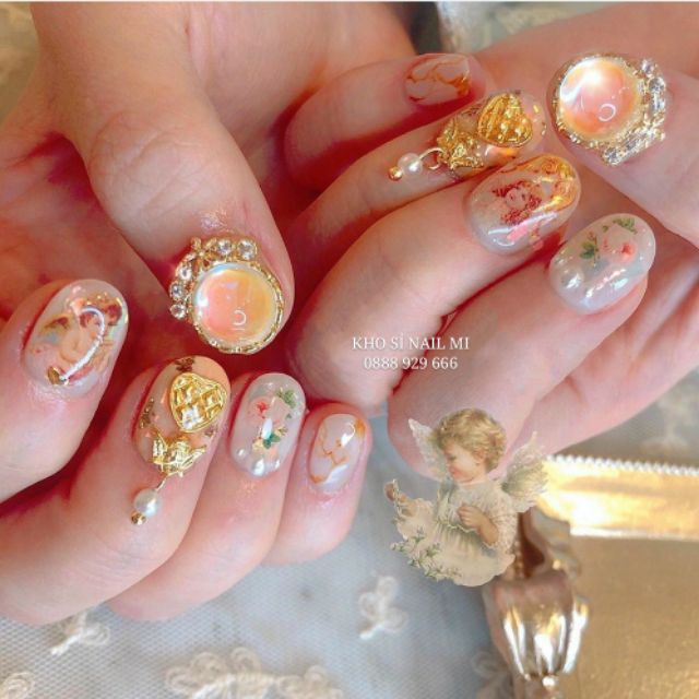 Miếng dán móng tay 3D nail sticker trang trí móng tay nghệ thuật chủ đề hoa lá (lẻ 1 tấm)