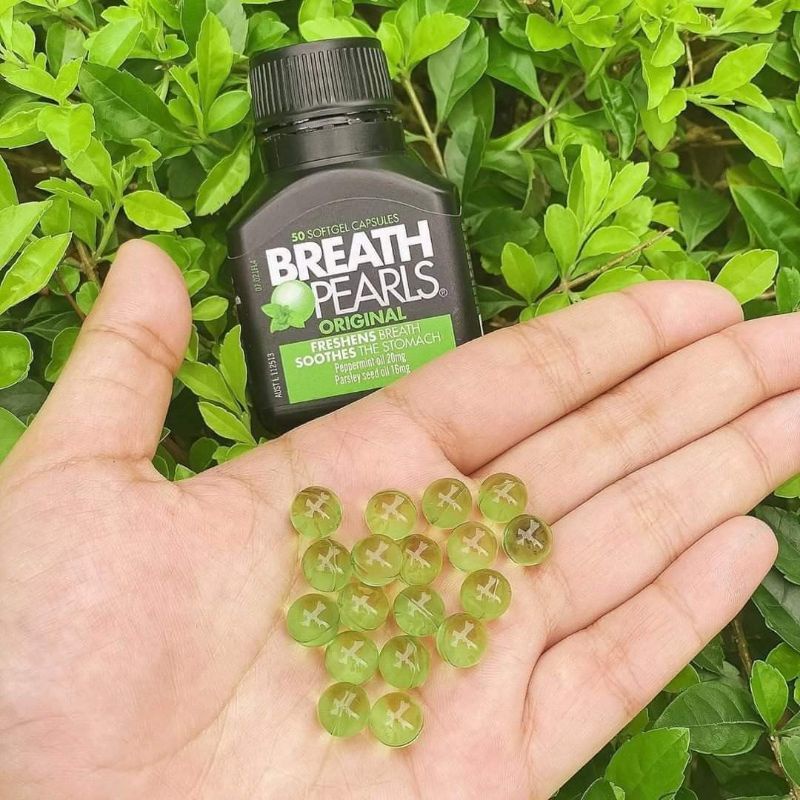 Viên thơm miệng thảo dược (50v) giảm mùi miệng cho người lớn, phụ nữ và bé trên 6 tuổi Breath Pearls, Úc