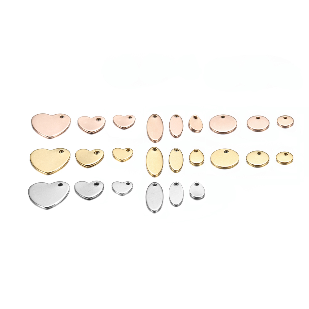 Set 20 mặt dây hình trái tim bằng thép không gỉ làm đồ trang sức thời trang DIY