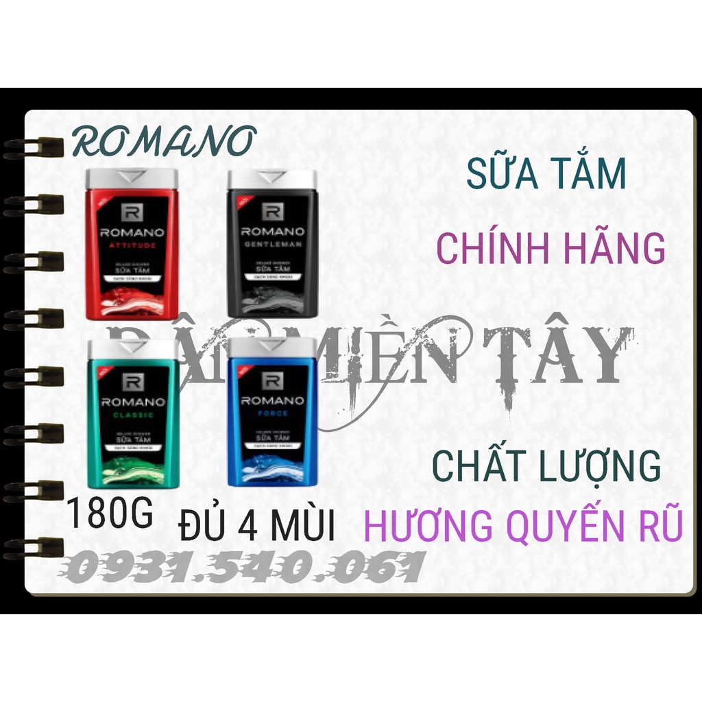 SỮA TẮM ROMANO 180G ĐỦ MÙI LỰA CHỌN.