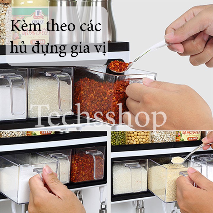 Kệ Nhà Bếp Để Hủ Gia Vị Đa Năng 7in1 Ecoco E1714 - Kệ Đựng Muỗng Đũa Dao Loại Dán Tường - Kèm Theo 3 Hủ Gia Vị