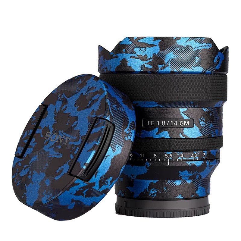 Miếng Dán Ống kính máy ảnh - Mẫu Camo blue vân nổi - Sử dụng cho tất cả dòng ống kính Nikon/ Canon/ Sony.