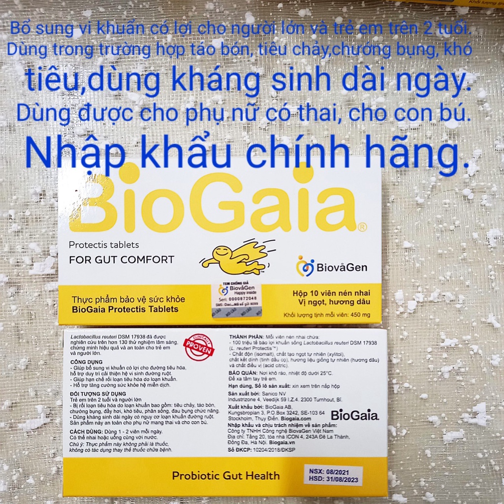 Biogaia viên. Giảm táo bón lâu ngày, đầy bụng, khó tiêu , nghén cho bà bầu, cho con bú, trẻ em
