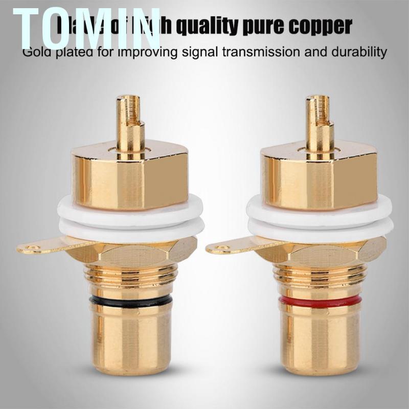 2 Pcs Gold Plated Copper RCA Panel Mount Female Jack Terminal Socket Audio Connector