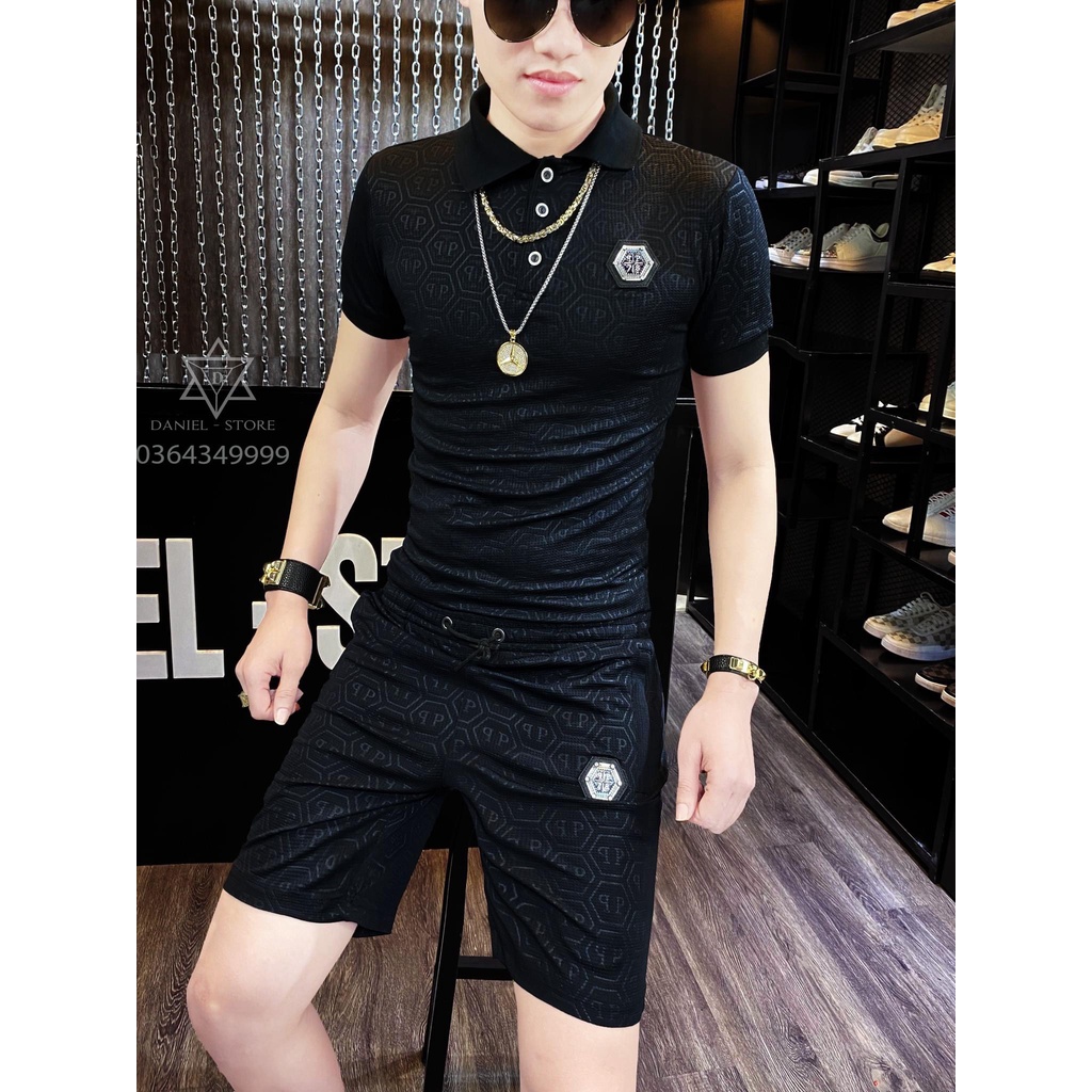 Bộ thể thao nam thun lạnh hàng quảng châu cao cấp - Đồ bộ nam cộc tay chất mát, co giãn 4 chiều chuẩn form body