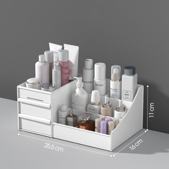 [Cao Cấp - LOẠI 1] Kệ mỹ phẩm để bàn 3 tầng 2 ngăn , hộp đựng đồ trang điểm makeup bằng nhựa cao cấp