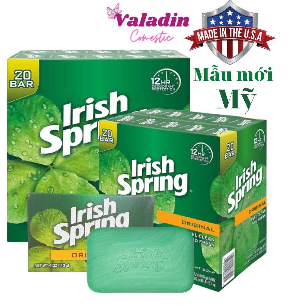 Xà Bông Cục IRISH SPRING Mỹ Orginal Fell Clean And Fresh Deodrant Soap 104.8g - Mẫu mới