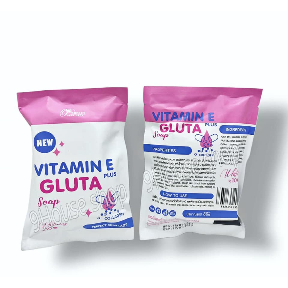 (Perfect Skin Lady) 01 Xà Phòng Trắng Da Mềm Mịn Vitamin E Gluta Plus Thái zlan 80g