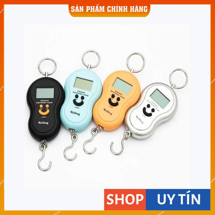 Cân Điện Tử Cầm Tay 40kg Xách Tay Mặt Cười, Tặng Kèm 2 Pin AAA