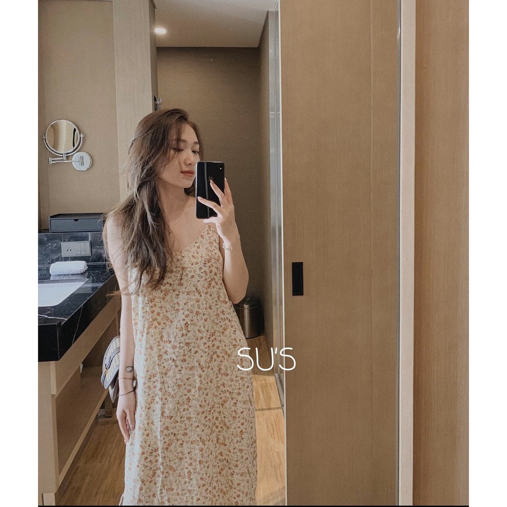 Váy hai dây hoa nhí phối vest lửng công sở xinh xắn - Thời trang đi làm Ulzzang