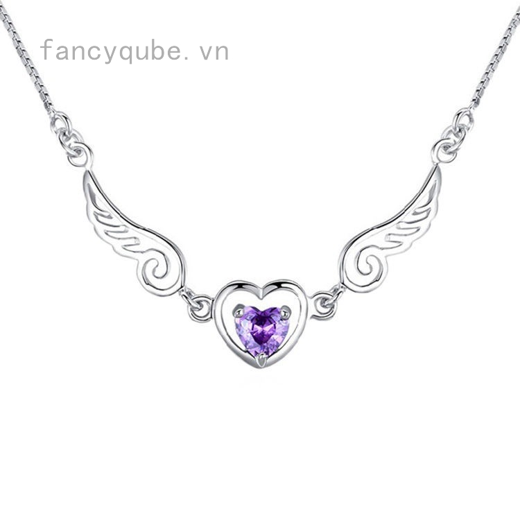Dây chuyền đôi cánh thiên thần mặt trái tim đính đá sang trọng