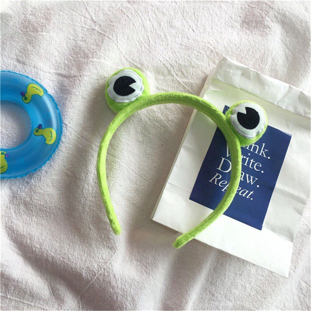 Băng Đô Cài Tóc Bản Rộng Co Giãn Nhiều Màu Hình Chú Ếch Dễ Thương Cho Nữ