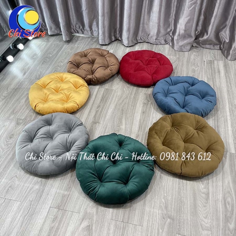 Đệm Ngồi Bệt, Nệm Ngồi Vải Nhung Kiểu Nhật, Trang Trí Trà Sữa, Cafe, Trà Chanh, Nệm Ngồi Ghế Ban Công 40x40cm
