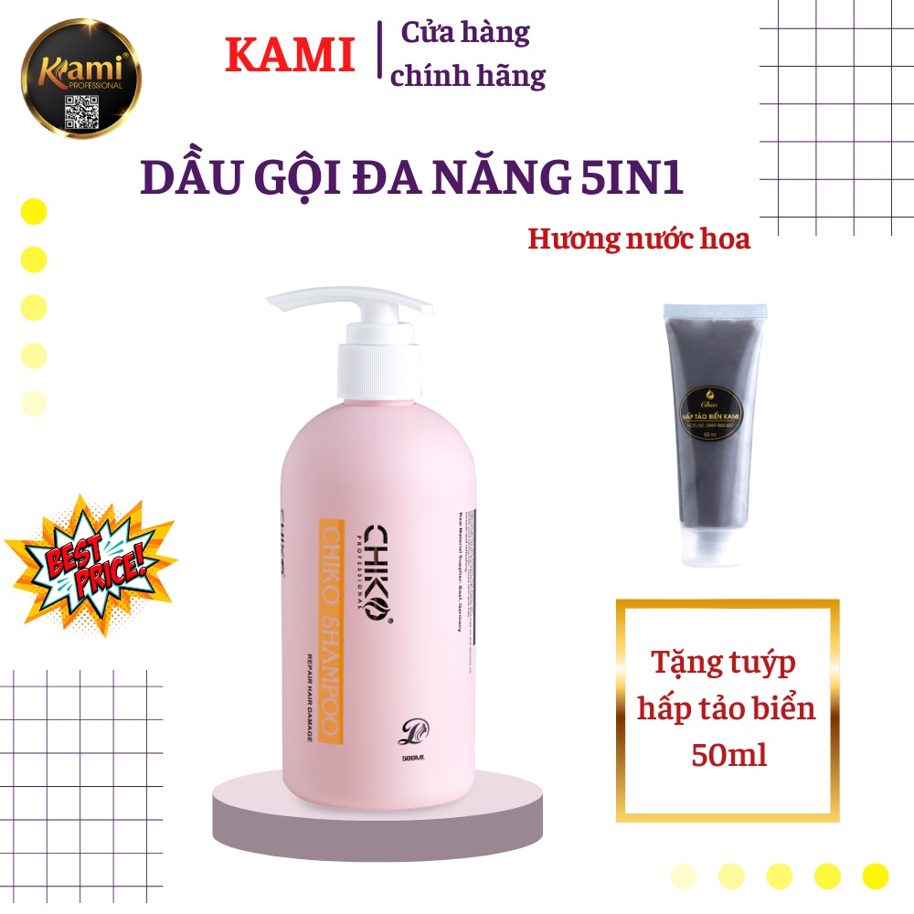 Dầu gội đa năng sạch gầu kháng dầu chăm sóc tóc hư tổn CHIKO, tặng tuýp hấp phục hồi 50ml