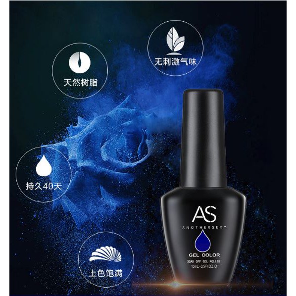 Set sơn gel AS màu xanh kính JM bộ 7 chai (6 chai màu + 1 chai đế bạc)