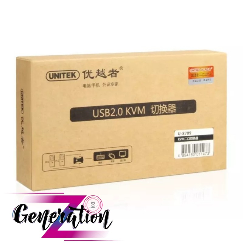 [Mã 254ELSALE giảm 7% đơn 300K] Bộ chuyển đổi KVM VGA USB 2 vào 1 ra Unitek U-8709ABK