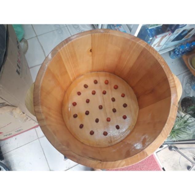 Chậu ngâm chân gỗ thông có hạt massage - Chậu ngâm chân gỗ spa