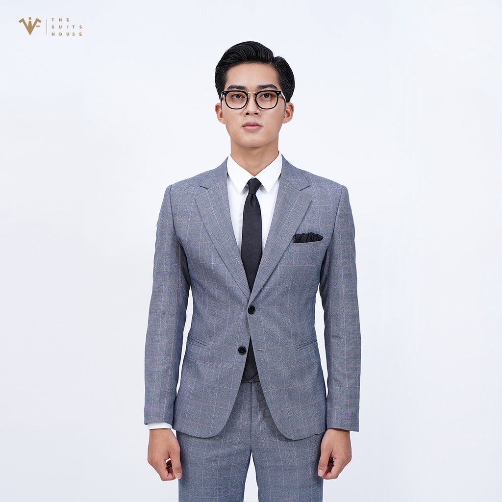 Bộ vest nam xám kẻ ô, suits sartorial, form ôm The Suits House