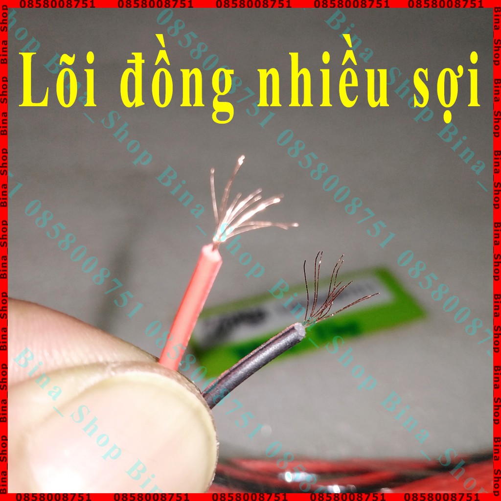 [1/2/5 mét] Dây điện đôi đỏ/đen 22AWG lõi đồng nhiều sợi