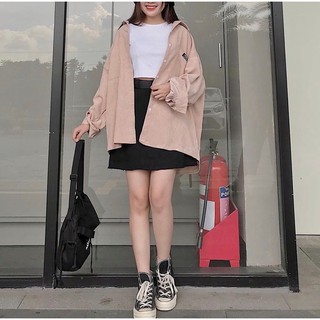Sơmi Nhung Gân Oversize