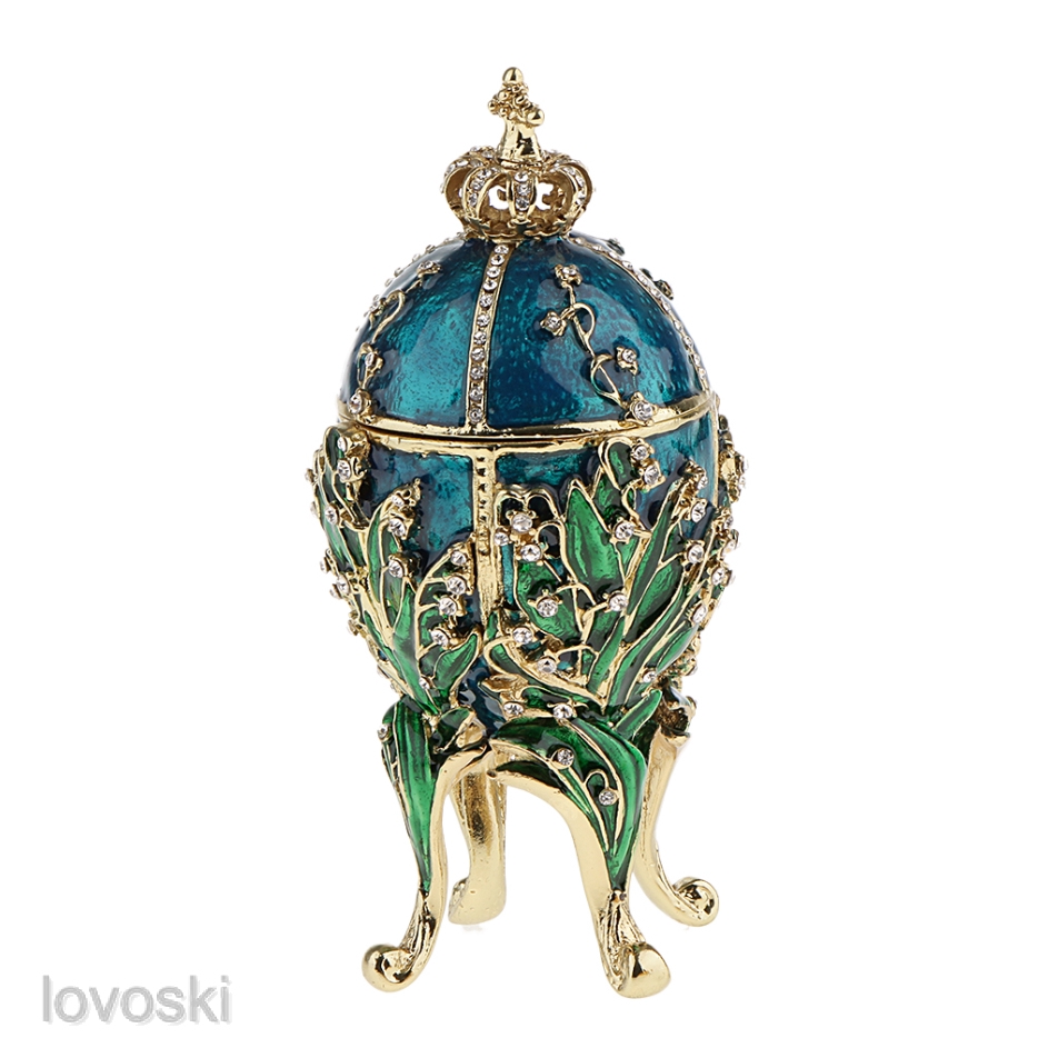 Hộp Đựng Trang Sức 4 Ngăn Hình Trứng Phục Sinh Đính Đá Sang Trọng Kèm Giá Đỡ