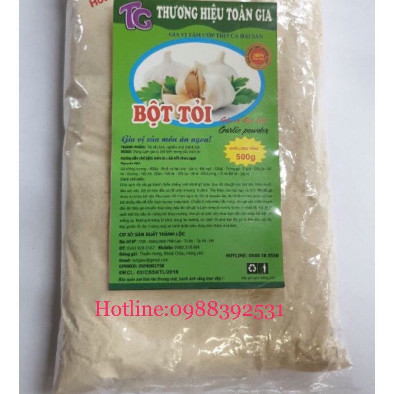 bột tỏi gia vị cho món ăn ngon của thương hiệu toàn gia gói 500gr