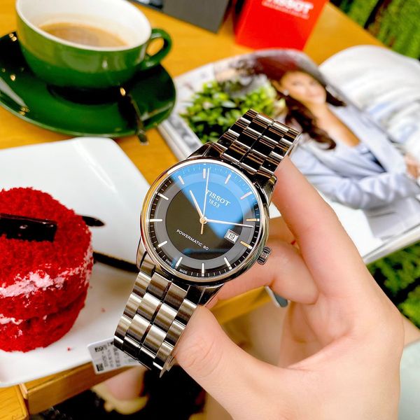 Đồng hồ nam Tissot T0864071105100 dây bạc, mặt đen, máy automatic