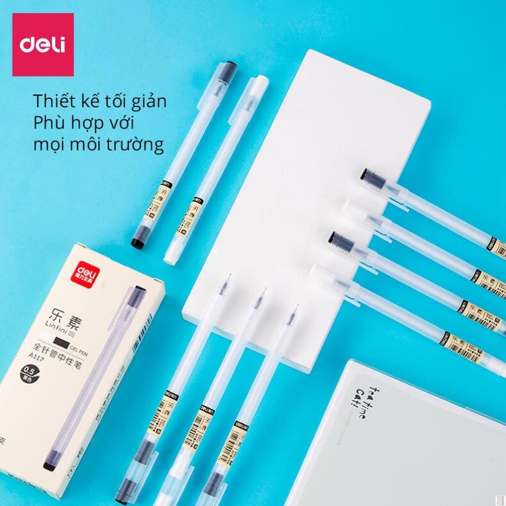 Combo 50 bút bi mực gel nước văn phòng Deli ngòi 0.5mm phù hợp sử dụng trong văn phòng, trường học ...