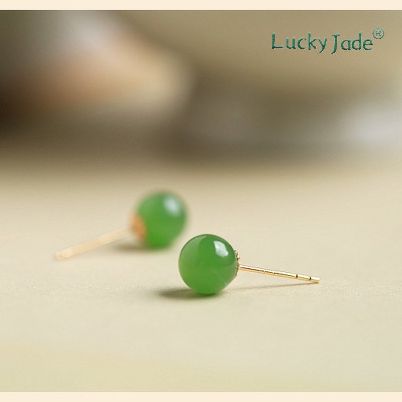 Bông Tai Mạ Vàng 18k Đính Ngọc Bích Sang Trọng