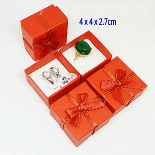 Sỉ,Lẻ hộp trang sức nơ kim tuyến đỏ đựng nhẫn đơn,nhẫn đôi cực xinh HO5025