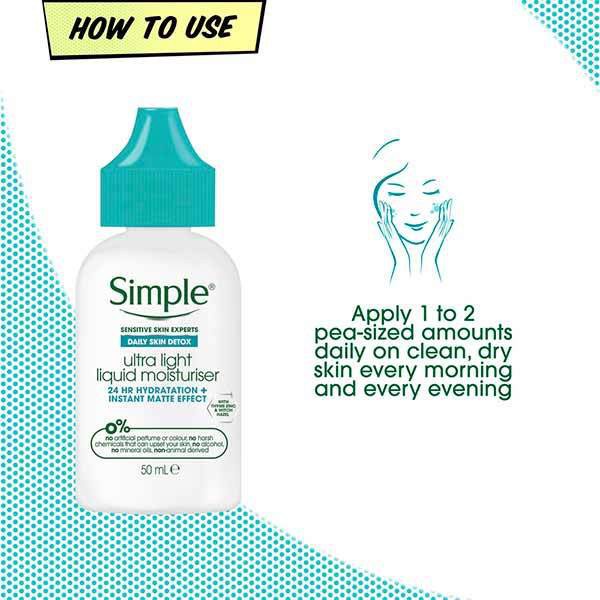 Kem dưỡng da dầu Simple Daily Skin Detox Ultra light Liquid Moisturiser 50ml