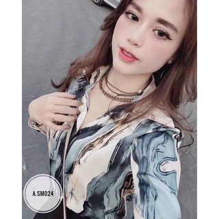 Sơ Mi Loang Phối Cổ Lụa