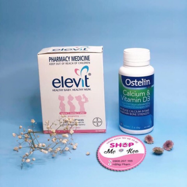 Vitamin Tổng Hợp Elevit cho bà bầu,(100v) bổ sung vitamin A, B, C, D, E, B9,canxi, kẽm cho mẹ bầu Elevit Pregnancy, Úc