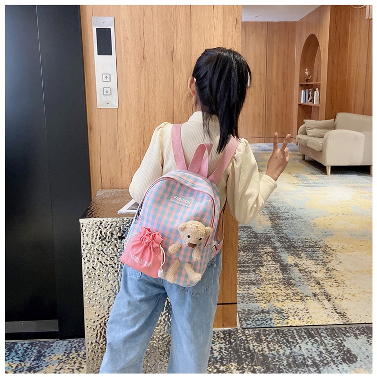 Ba Lô Đi Học Họa Tiết Ca Rô Dễ Thương Dành Cho Các Bé