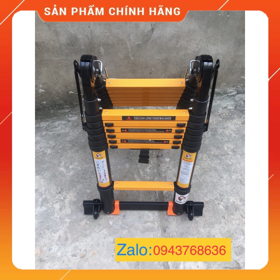 Thang nhôm rút đôi Chữ A (1.9M+1.9M) - Sơn tĩnh điện