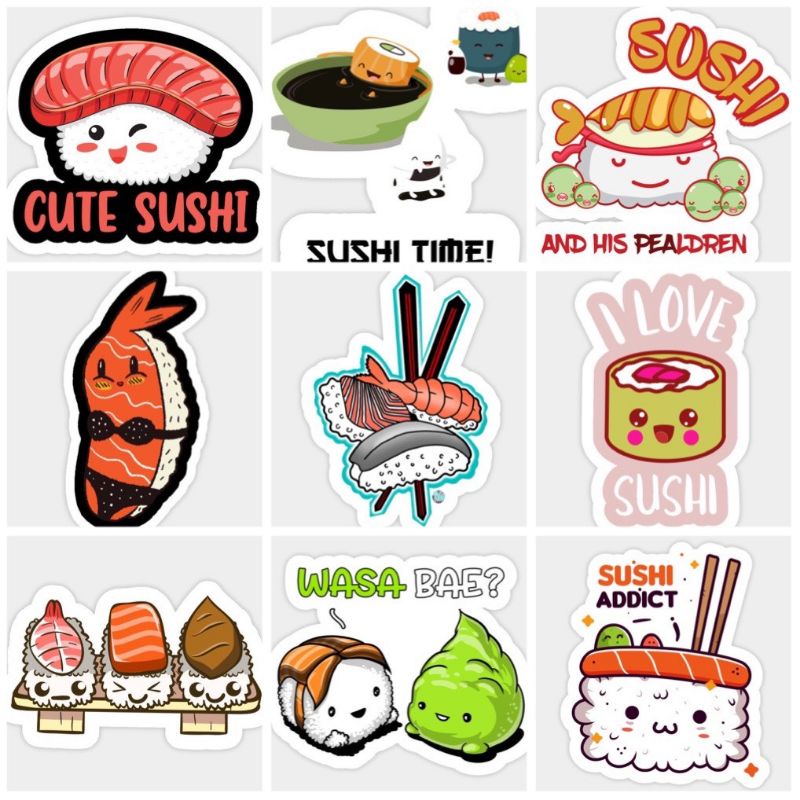 10-60 hình dán Stickers Sushi đồ ăn cute decal